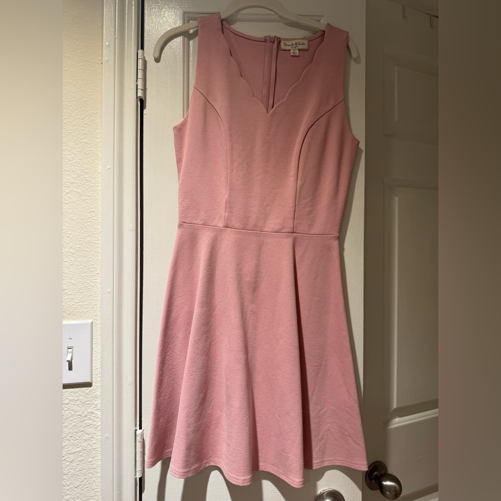 Chic blush Pink Scalloped Mini Dress size S